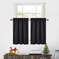 Garvee Lot de 2 cantonnières occultantes pour fenêtres, salon, cuisine, chambre, cantonnières isolantes thermiques, noires, 66 x 76 cm