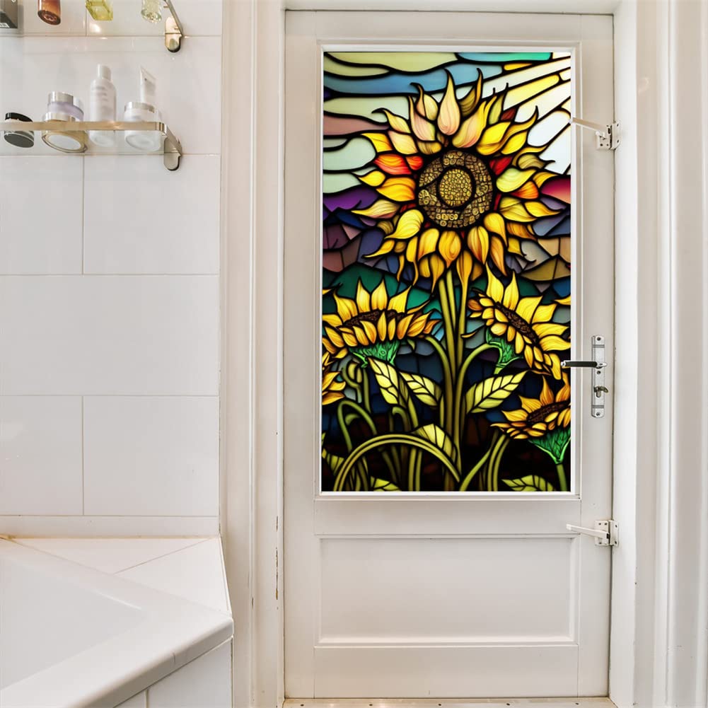 Film adhésif pour vitres Garvee, motif tournesol, adhérence statique, protection UV, 60 x 100 cm, pour la maison et le bureau