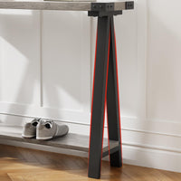 Console Garvee pour entrée, 2 niveaux, étroite, pieds en forme de R, bois, 110 cm, marron, polyvalente