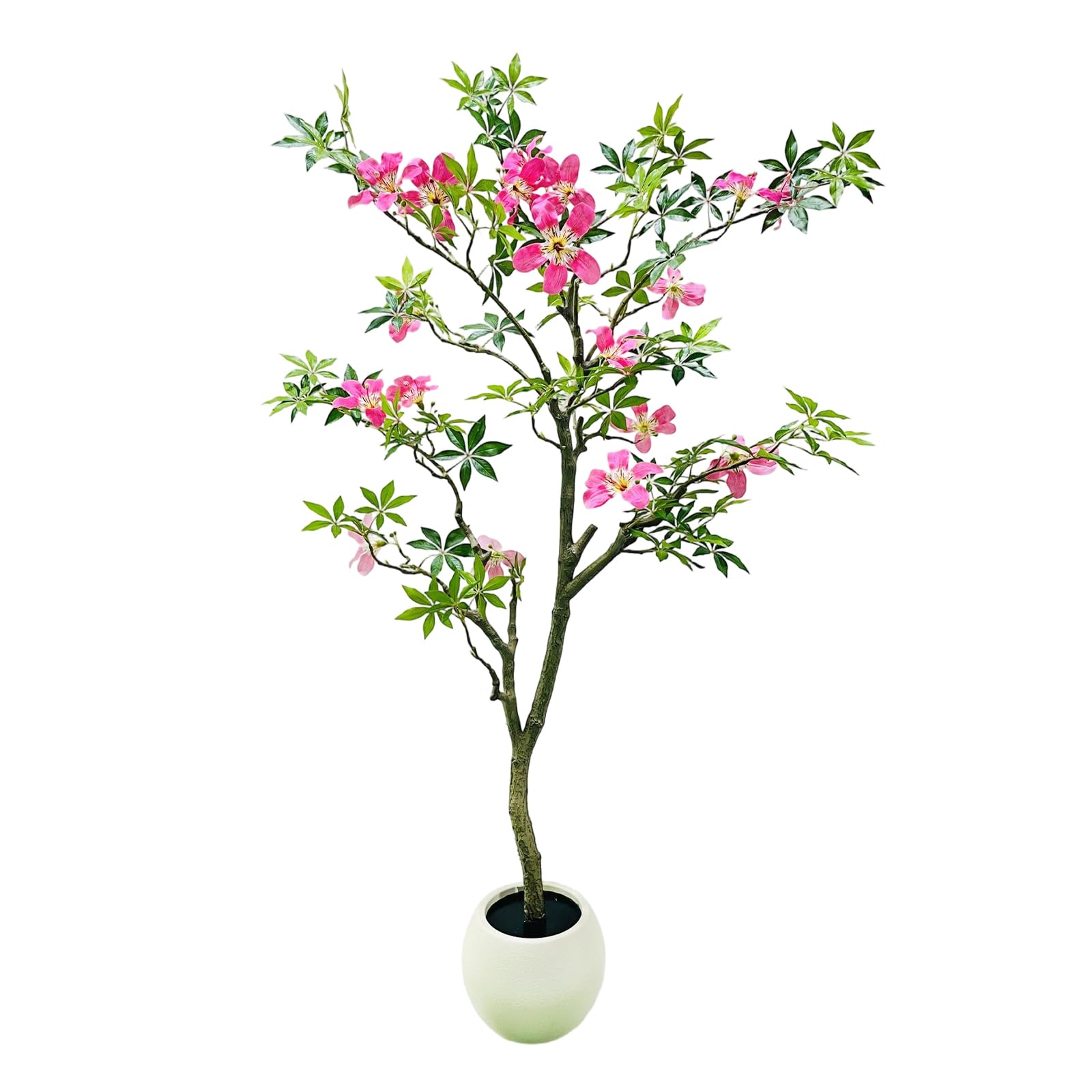 Arbre artificiel Garvee de 120 cm avec feuilles et fleurs réalistes pour salon et bureau, tronc détachable, entretien facile, tissu de soie de haute qualité, vert