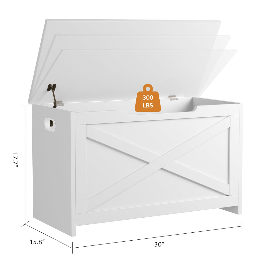 Garvee banc de rangement en bois de 76 cm avec verrou de sécurité, grand banc à chaussures pour salon et chambre, robuste et polyvalent, blanc