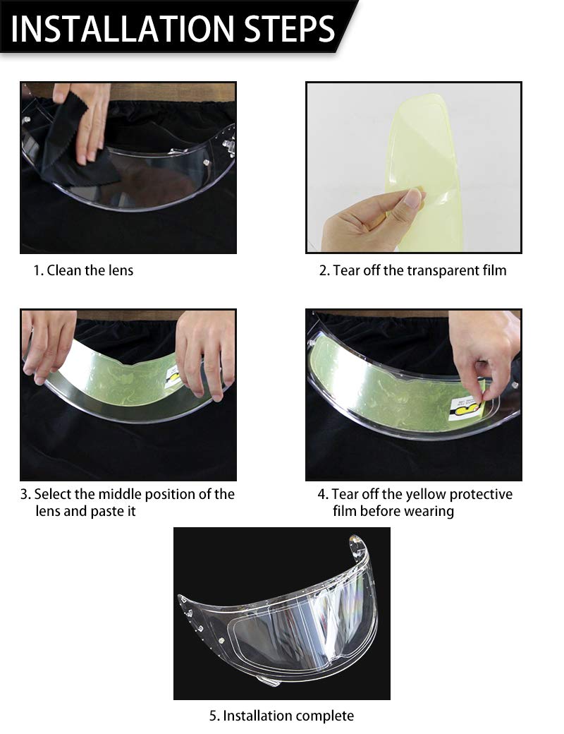 Film antibuée Garvee pour visière de casque intégral, autocollant universel pour casque de moto, transparent, ajustement parfait