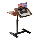 Garvee Table De Lit Réglable En Hauteur avec Roues Plateau Inclinable Acier Robuste pour Hôpital et Domicile - Noyer