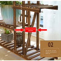 Garvee support à plantes en bois, 5 niveaux et 7 plateformes, 95 × 25 × 95 cm, intérieur et extérieur, naturel