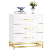 Garvee commode en bois pour chambre à coucher, 3 tiroirs, MDF, blanc, moderne, anti-poussière, robuste, compacte, pour entrée ou salon