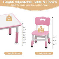 Ensemble table et 6 chaises pour enfants Garvee avec rangement, hauteur réglable, plateau à motifs graffiti, pieds antidérapants, table d'activités pour la maison et la maternelle.