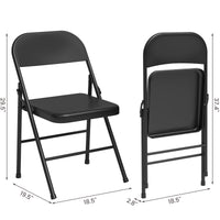 Garvee Lot de 4 chaises pliantes, cadre en métal, charge max. 159 kg, chaises portables pour salle à manger, salon, bureau et camping
