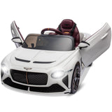 Garvee Voiture électrique 12 V Bentley Bacalar pour enfant, télécommande parentale, portes papillon, LED, suspension, 3 vitesses, batterie rechargeable, USB/Bluetooth, 3-6 ans, blanc - Blanc