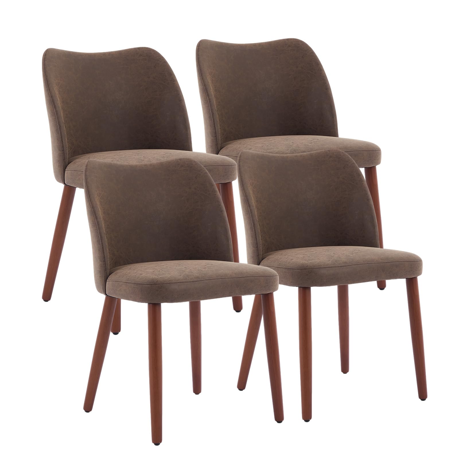 Chaises de salle à manger Garvee, lot de 2, revêtement en tissu, assise rembourrée et pieds en bois, pour restaurant et café, hauteur 78 cm, style moderne du milieu du siècle