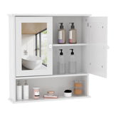 Garvee armoire murale de salle de bain avec portes miroir, rangement compact, bois, moderne, facile à installer, blanc - Blanc