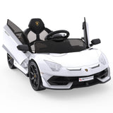 Garvee Voiture Électrique Lamborghini pour Enfants 12 V sous Licence, Télécommande 2,4 GHz, 2 Vitesses, Éclairage LED, Musique, Suspension et Ceinture de Sécurité, Blanc - Blanc