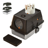 Bac à litière Garvee en acier inoxydable avec couvercle, grande ouverture sur le dessus, antidérapant, pour chats et chiens, 60 cm (L) x 40 cm (l) x 44 cm (H)