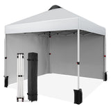 Garvee Tente pliant 3×3m Canopy Avec 2 Parois Latérales Pour Camping Et Événements, Résistante à l'Eau, Protection UV 50+, Acier Renforcé - Blanc