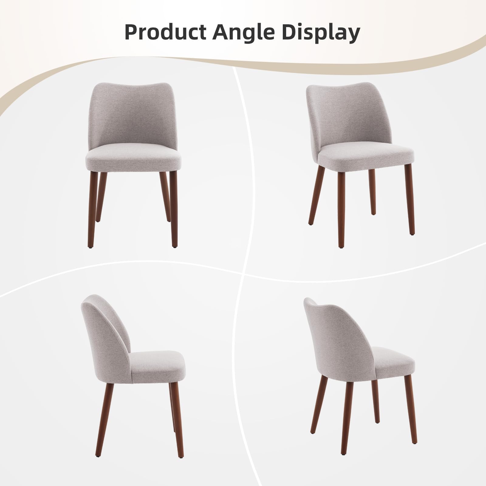 Chaises de salle à manger Garvee modernes, lot de 2, avec dossier ergonomique et pieds en bois d'hévéa, pour salle à manger, salon ou restaurant, gris lin