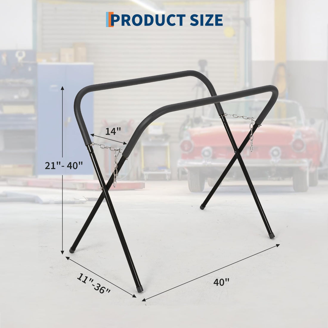 Table de travail pliante Garvee, capacité de charge de 340 kg, hauteur réglable, pliable, structure en acier, rembourrée, pour atelier/garage, jaune