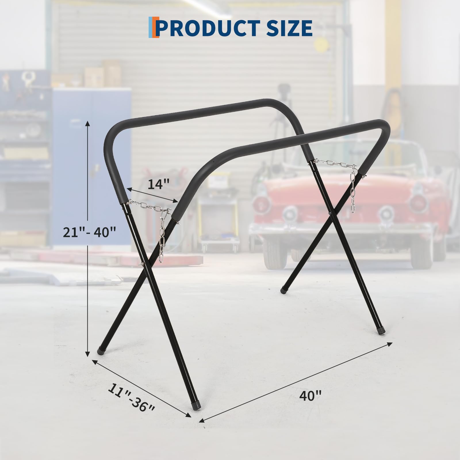Table de travail pliante Garvee, capacité de charge de 340 kg, hauteur réglable, pliable, structure en acier, rembourrée, pour atelier/garage, jaune