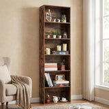 Garvee bibliothèque haute 6 étagères bois design industriel moderne pour salon et bureau 161 cm hauteur naturel - Brun rustique