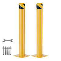 Boules de sécurité en acier renforcé Garvee, 107 cm (42 pouces), diamètre 11,4 cm (4,5 pouces), poteaux amovibles pour entrepôt et parking, bande réfléchissante, boulons d'ancrage, robustes et résistantes aux intempéries
