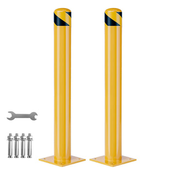 Boules de sécurité en acier renforcé Garvee, 107 cm (42 pouces), diamètre 11,4 cm (4,5 pouces), poteaux amovibles pour entrepôt et parking, bande réfléchissante, boulons d'ancrage, robustes et résistantes aux intempéries