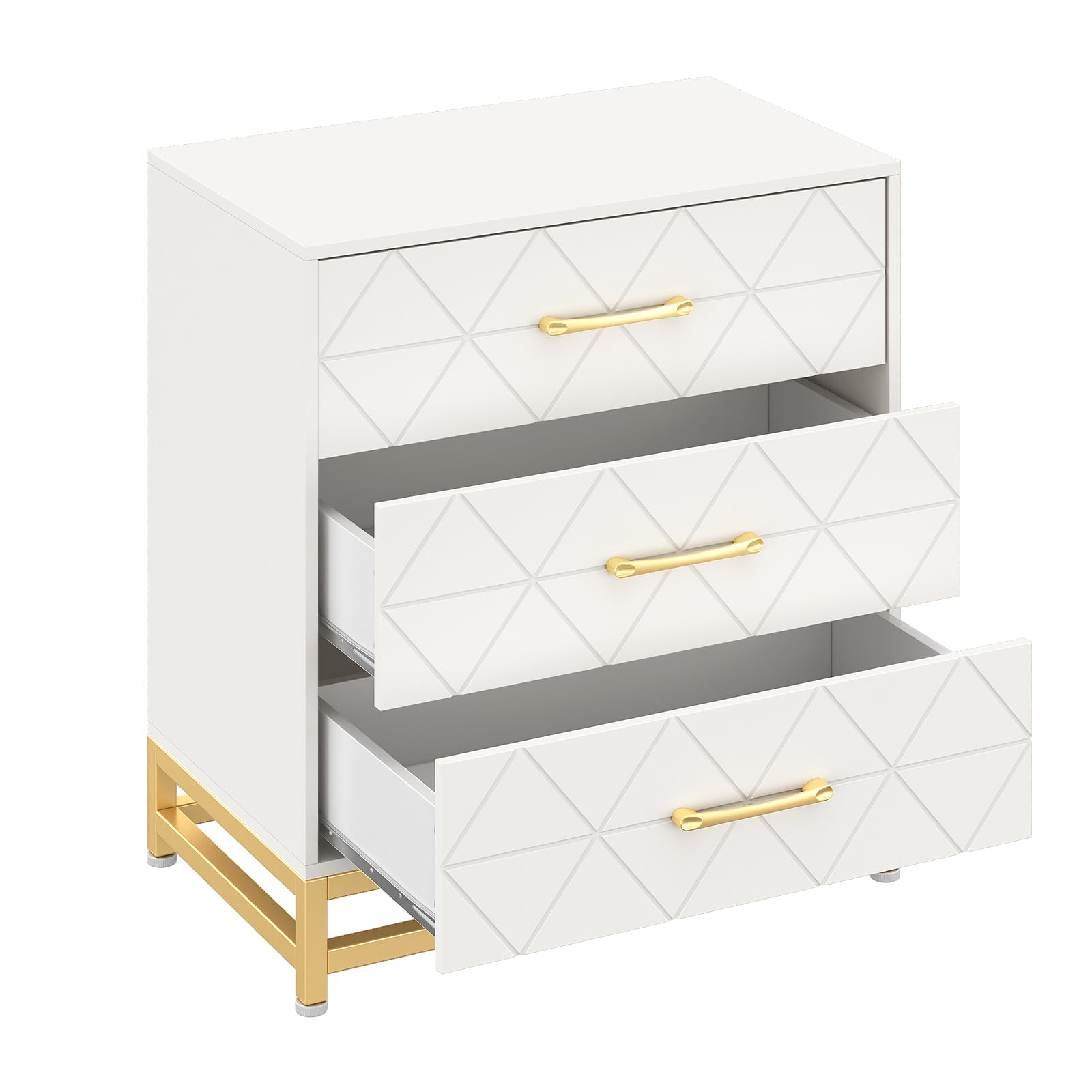 Garvee commode en bois pour chambre à coucher, 3 tiroirs, MDF, blanc, moderne, anti-poussière, robuste, compacte, pour entrée ou salon