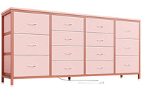Garvee Meuble TV 63 po (160 cm) de large pour téléviseurs de 65 à 75 po (165 à 190 cm), 14 tiroirs, plateau en tissu et bois, protection anti-basculement, pour chambre et salon, durable et sûr