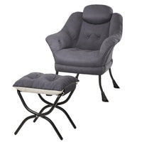 Fauteuil relax Garvee avec repose-pieds, ergonomique, en velours, pliable, gris, pour salon et chambre, gain de place