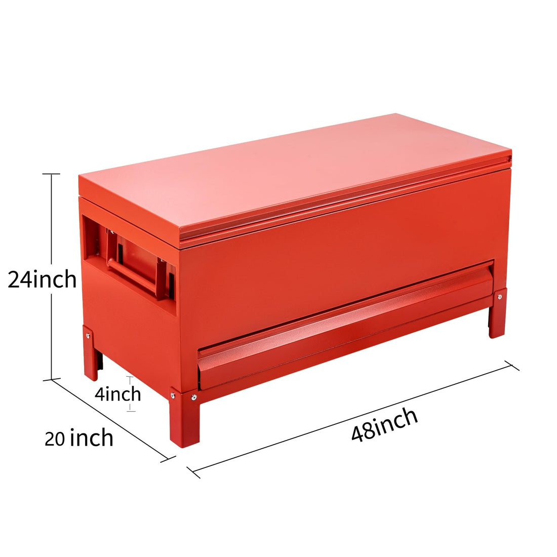 Garvee Coffre à Outils de Chantier 122 × 51 cm avec Tiroir, Armoire de Rangement Industrielle en Aluminium, Rouge Bordeaux, pour Outils et Équipement