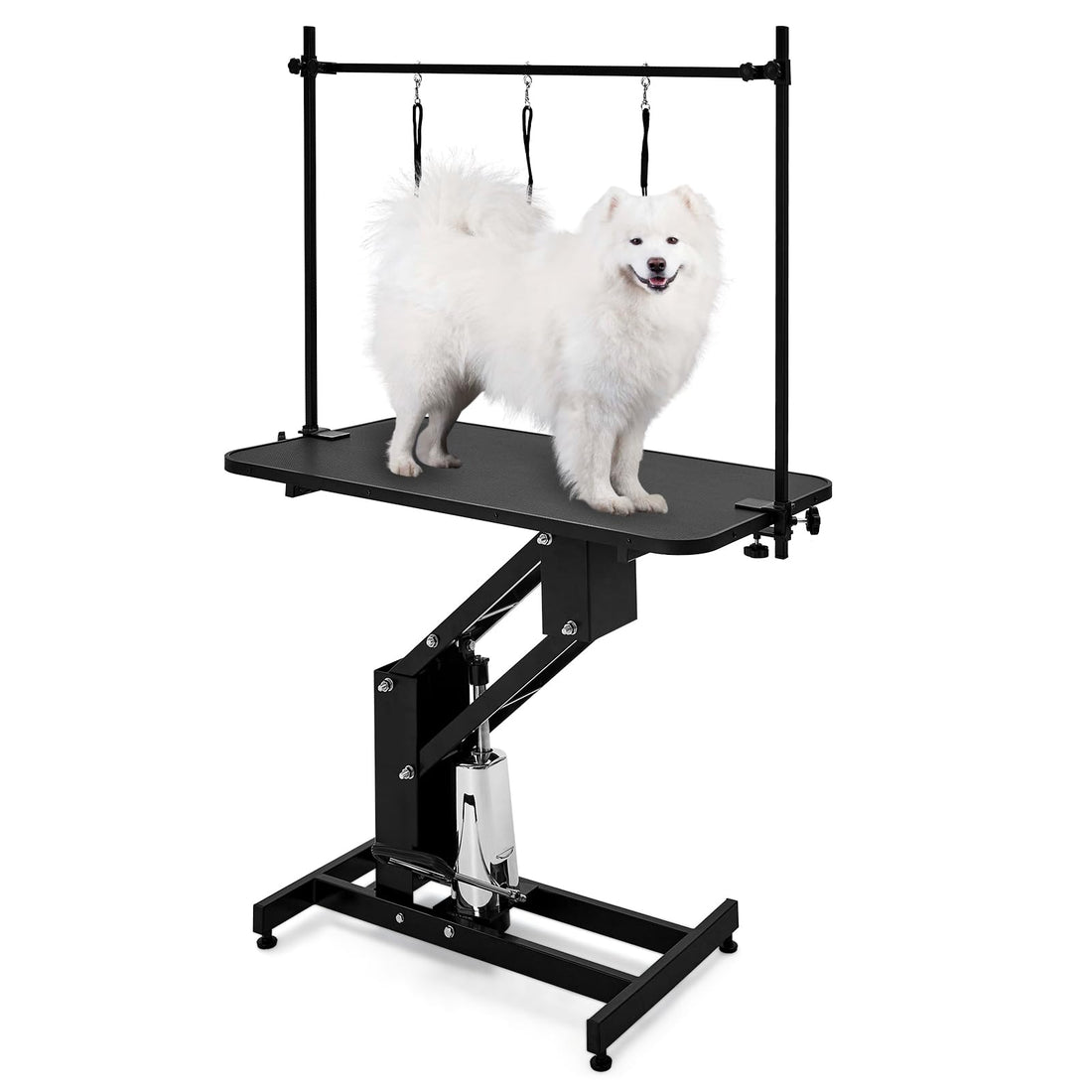 Table de toilettage hydraulique Garvee pour chiens, hauteur réglable, pour le bain, la coupe et le stylisme, 110 x 61 cm, panneau MDF, stable et antidérapante
