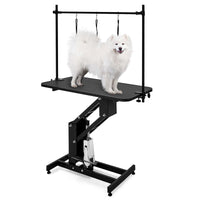 Garvee Table de toilettage hydraulique pour chiens, hauteur réglable, pour le bain, la coupe et le stylisme, 110 × 61 cm, panneau MDF, stable et antidérapante