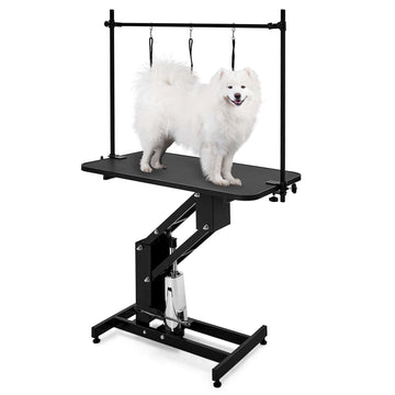 Garvee Table de toilettage hydraulique pour chiens, hauteur réglable, pour le bain, la coupe et le stylisme, 110 × 61 cm, panneau MDF, stable et antidérapante