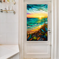Film pour fenêtre PVC Garvee 60x100cm, motif coucher de soleil en bord de mer, protection UV, isolation thermique, coloré, pour fenêtres résidentielles et de bureaux