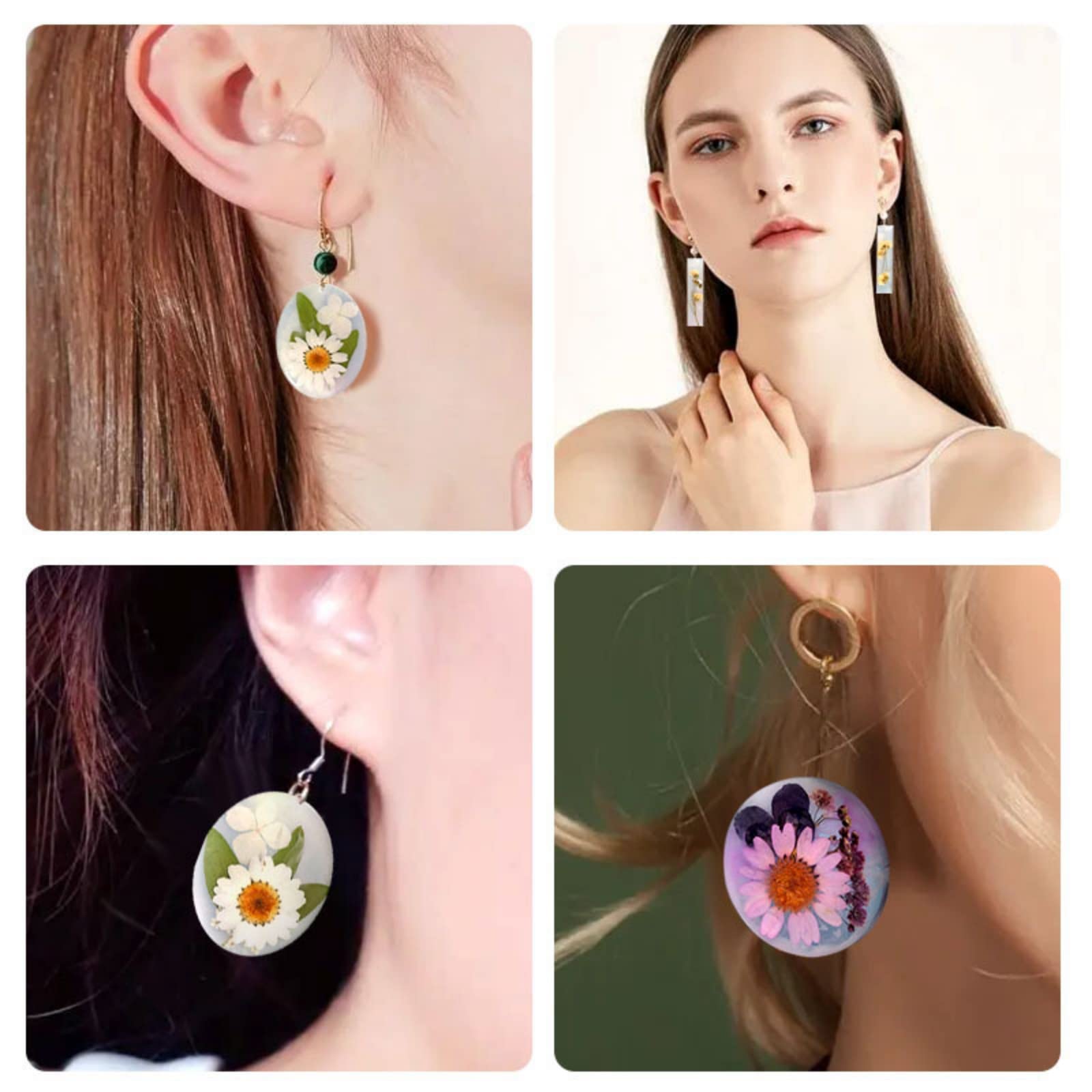 Garvee - Kit de 12 moules à boucles d'oreilles en silicone, ovales et hexagonaux, en résine époxy, polyvalents pour la création de bijoux pour femmes et filles