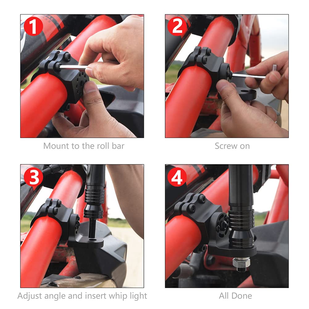 Support de drapeau Garvee pour UTV, réglable à 360°, compatible avec les stabilisateurs de 1,75 à 2 pouces, en aluminium noir, fixation au sol.