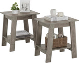 Ensemble de 2 tables d'appoint Garvee – 2 étagères, compactes, en bois et métal, robustes, grises