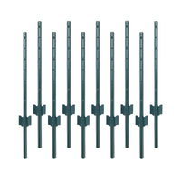 Ensemble de 10 poteaux de clôture de jardin en acier Garvee de 90 cm (3 pi) avec ancrages d'angle en U, revêtement en poudre, robustes et polyvalents, portail de jardin