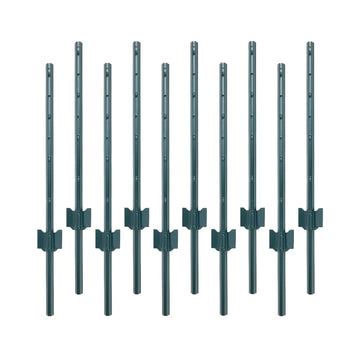 Ensemble de 10 poteaux de clôture de jardin en acier Garvee de 90 cm (3 pi) avec ancrages d'angle en U, revêtement en poudre, robustes et polyvalents, portail de jardin