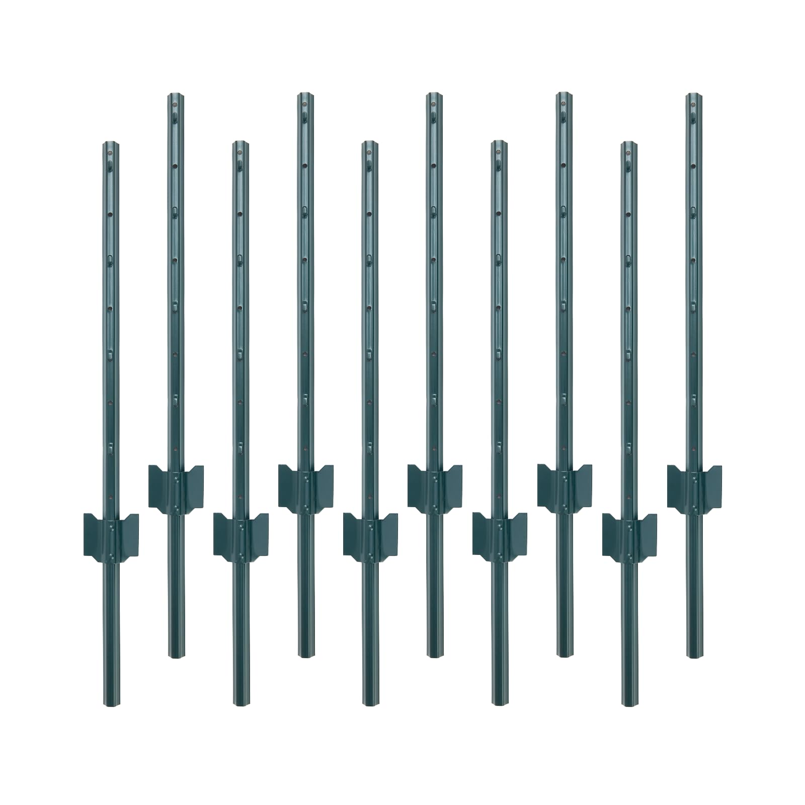 Ensemble de 10 poteaux de clôture de jardin Garvee, poteaux d'angle en acier profilé en U de 90 cm, robustes, revêtus de peinture en poudre, polyvalents pour jardin et portail.