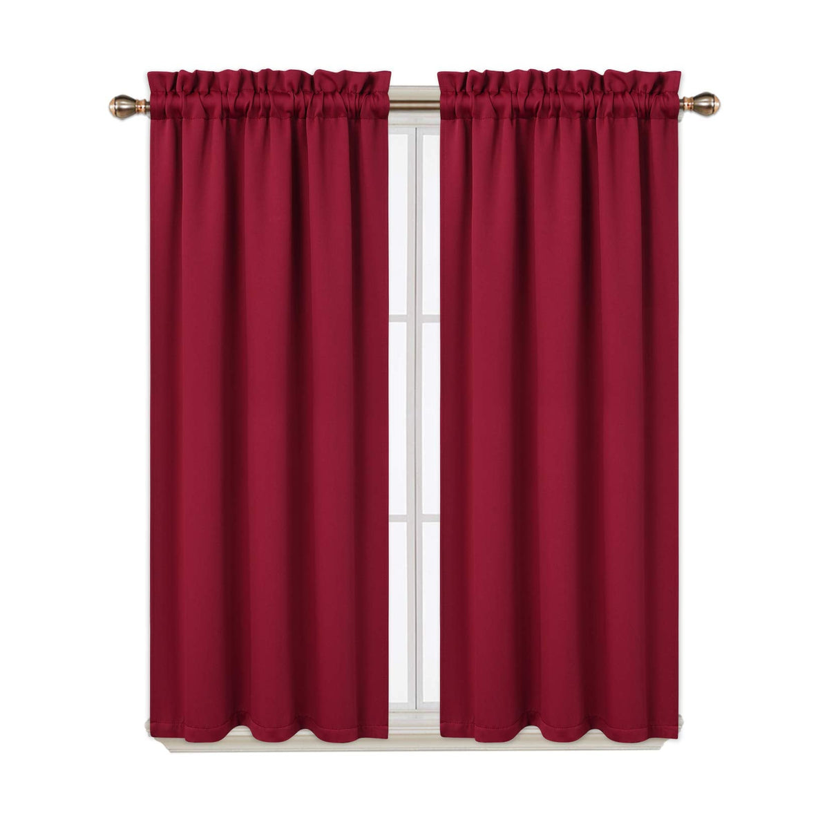 Cantonnières occultantes Garvee, lot de 2, 66 x 114 cm, rouges, pour salon, cuisine, chambre, isolantes thermiques