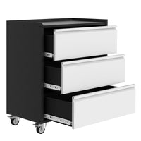Garvee Armoire de rangement métal avec 3 tiroirs, servante d’atelier robuste à roulettes verrouillables, glissières à billes, acier, plan de travail mobile pour garage et atelier