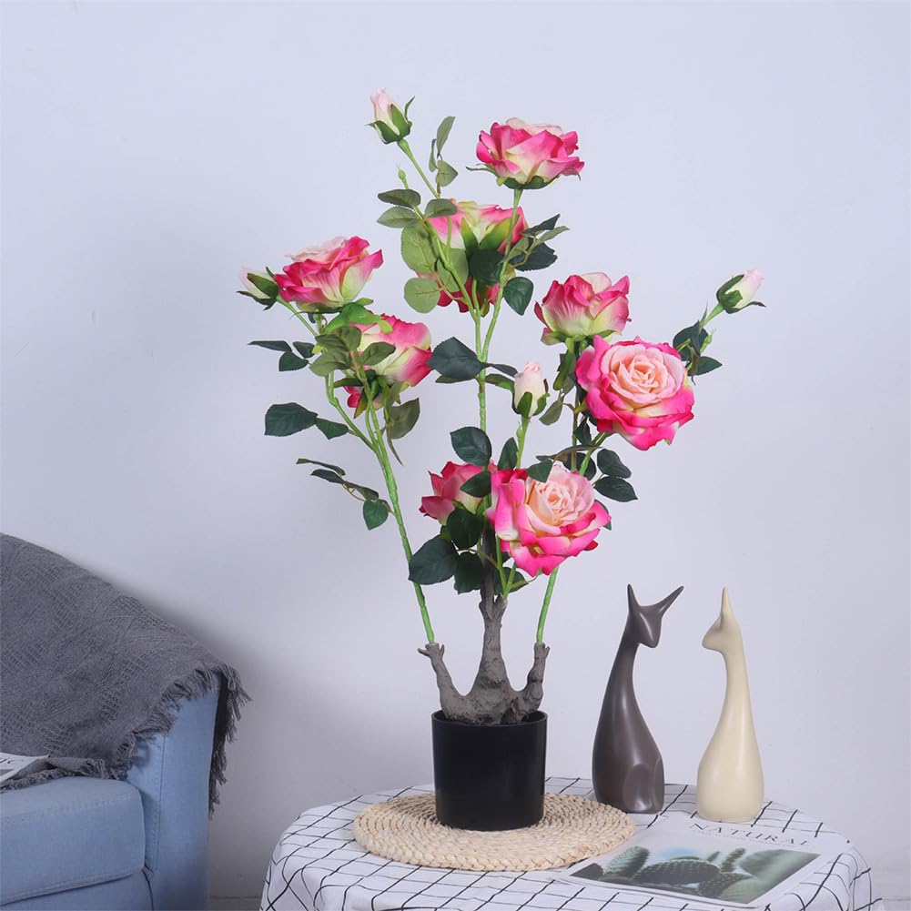 Arbre à pivoines artificielles Garvee 71 cm, réaliste, durable, en plastique et soie, facile d'entretien, décoration intérieure et extérieure, vert