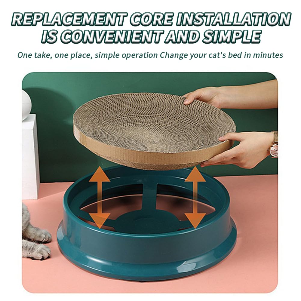 Garvee Tapis de Griffoir Ronds de Rechange en Carton, Design en Maille de Carton Ondulé Naturel pour les Jeux des Chats, 38 cm, Diamètre 38 cm, Hauteur 2,8 cm