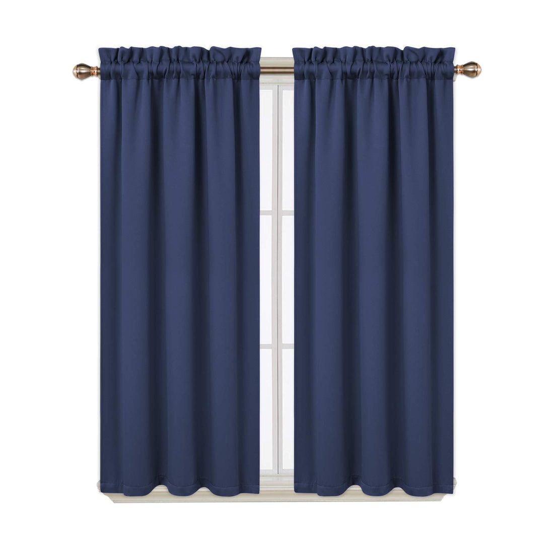 Cantonnières occultantes Garvee, lot de 2, pour fenêtres, salon, cuisine, chambre, bleu marine, 66 x 114 cm