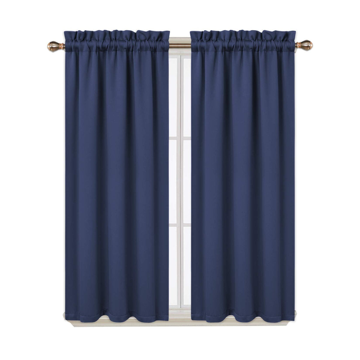 Cantonnières occultantes Garvee, lot de 2, pour fenêtres, salon, cuisine, chambre, bleu marine, 66 x 114 cm