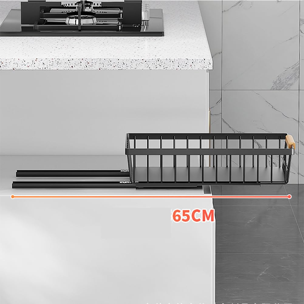 Organisateur de placard extensible Garvee avec rails amortisseurs pour cuisine et garde-manger, sans perçage, antidérapant et pratique