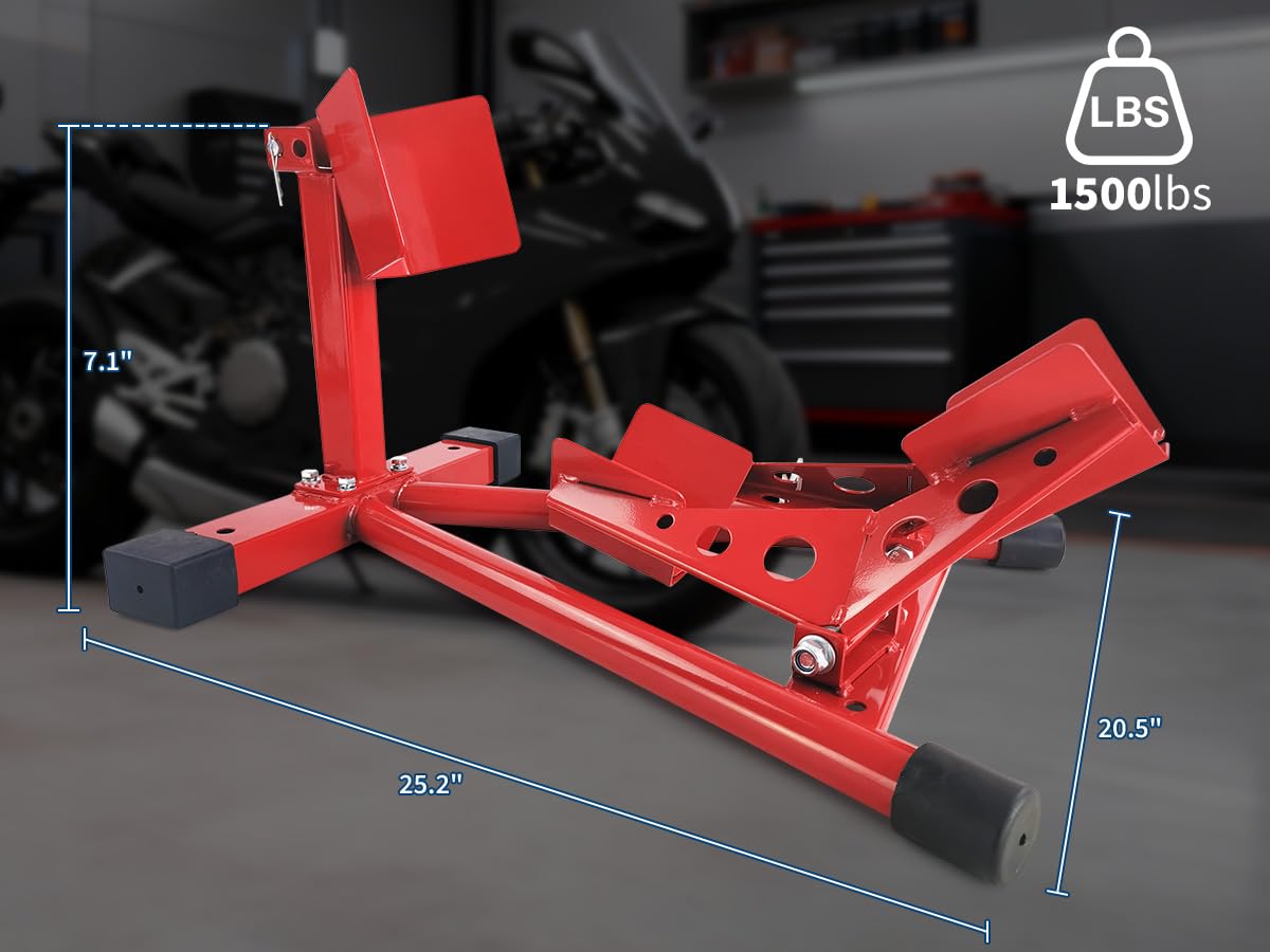 Cale et support universels pour roue de moto Garvee, capacité de charge de 680 kg, acier, pour pneus de 30 à 53 cm, garage et remorque, réglage rapide, protection anti-basculement