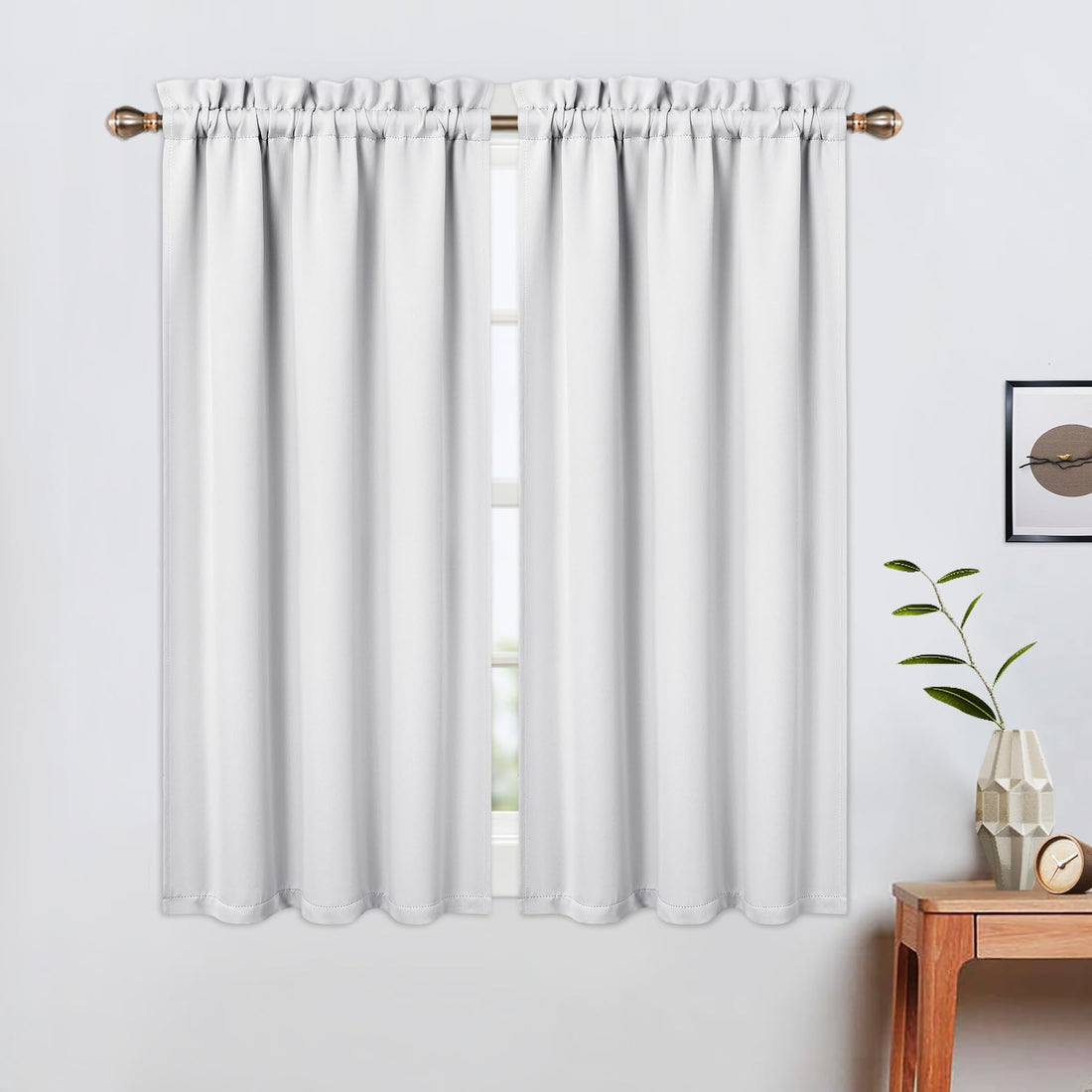 Rideaux occultants Garvee, ensemble de 2 pièces pour salles de bain et petites fenêtres, 66 x 114 cm, noirs, bloquant la lumière