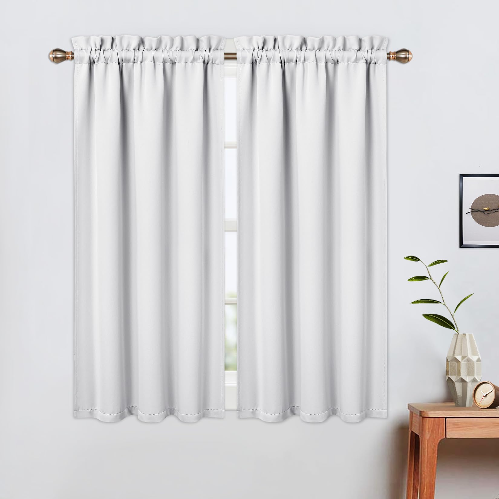 Rideaux occultants Garvee, ensemble de 2 pièces pour salles de bain et petites fenêtres, 66 x 114 cm, noirs, bloquant la lumière