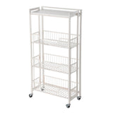 Garvee Chariot De Cuisine Pliable Sur Roues En Fer Et Bois, 3 Niveaux, Design Gain De Place, Noir/Blanc, Organisateur Polyvalent Pour Maison - Blanc