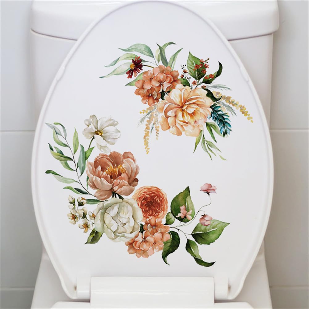 Sticker mural Garvee pour toilettes MT23023, motif floral vert, design moderne, 20 x 30 cm, autocollant et imperméable, décoration de salle de bain