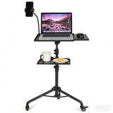 Garvee Support de Projecteur sur Trépied avec Roulettes, Plateau pour Souris, Hauteur Réglable de 58 à 124 cm, Structure en Métal Robuste, Plateau Inclinable